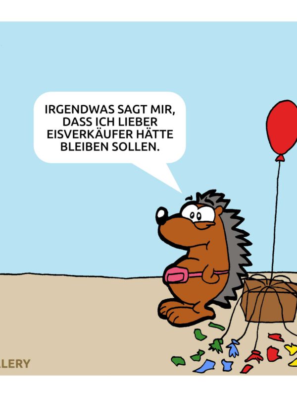 Igel Luftballonverkäufer/ Eisverkäufer Cartoon