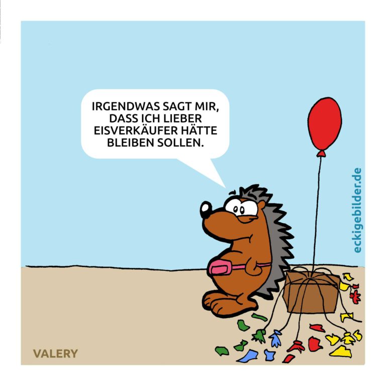 Igel Luftballonverkäufer/ Eisverkäufer Cartoon