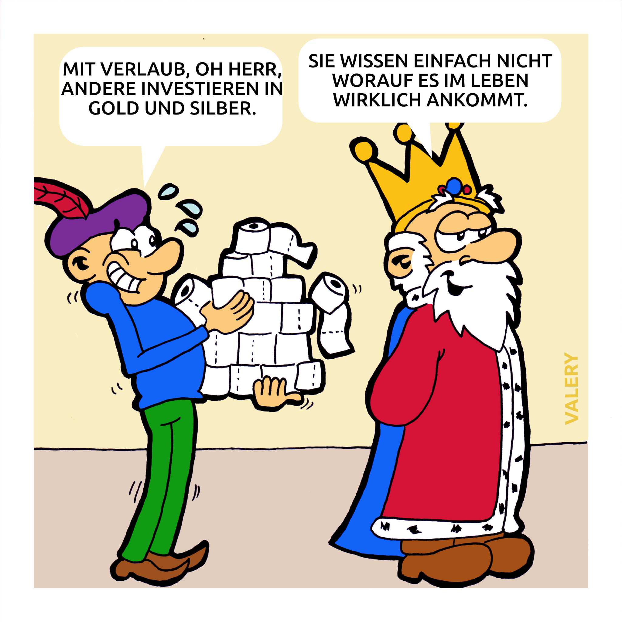 König Toilettenpapier Diener Cartoon