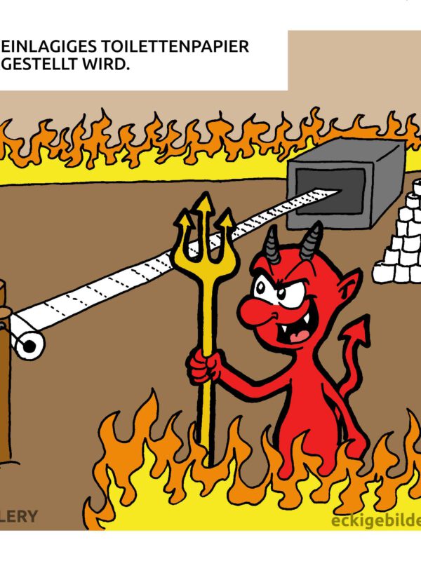 Teufel Toilettenpapier Cartoon