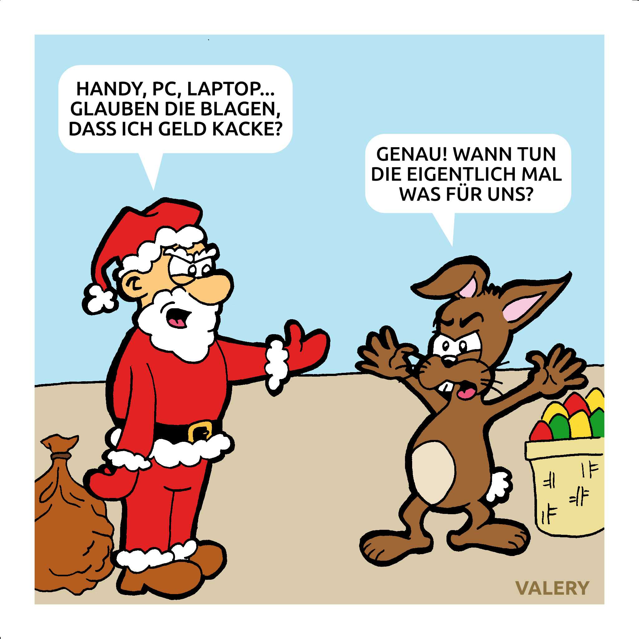 Weihnachtsmann Osterhase Cartoon