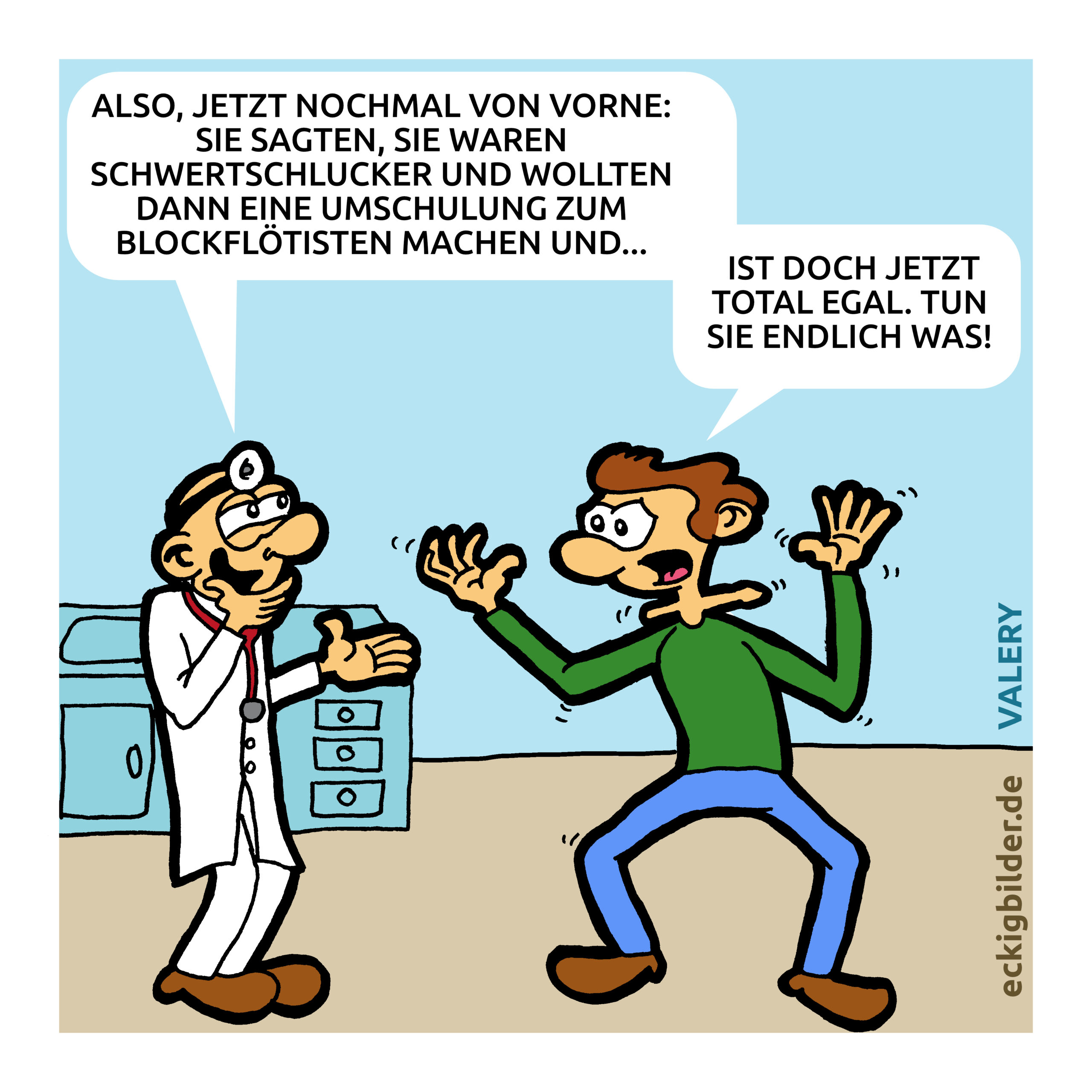 Schwertschlucker Blockflötist Cartoon